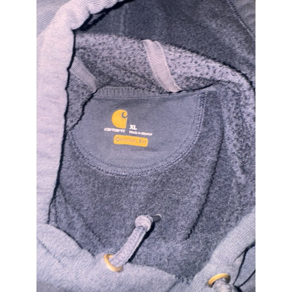 Carhartt XL Pullover Hoodie Work Worn Distressed Welding Burn Holes Oil Stains - Picture 7 of 14